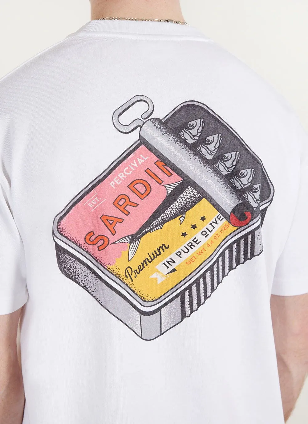 Sardines Oversized T Shirt | Embroidered Organic Cotton | White sold by Percival