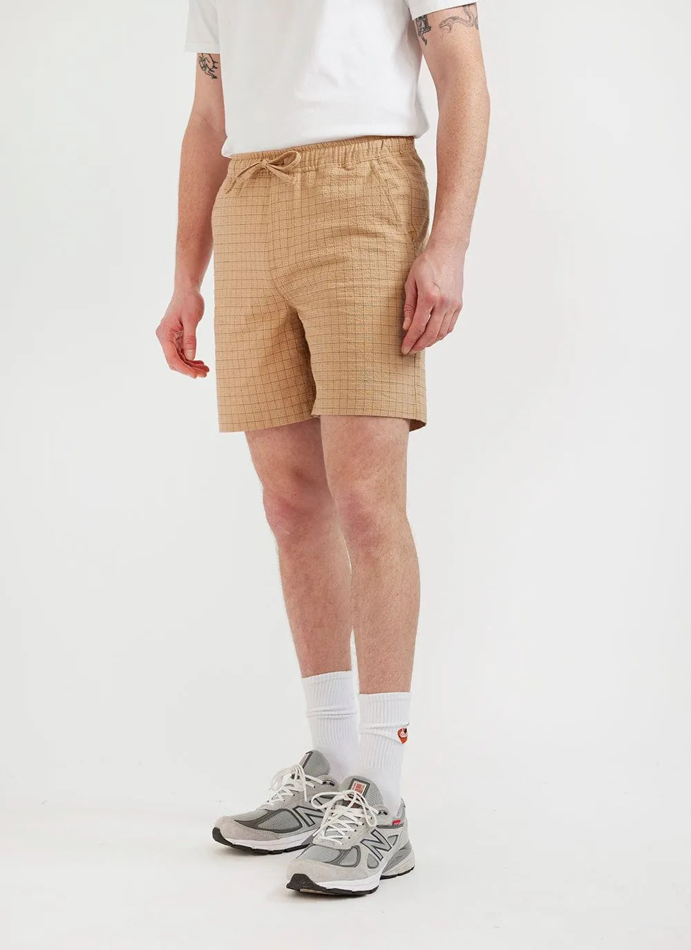 Windowpane Shorts | Seersucker | Tan sold by Percival product image thumbnail 4