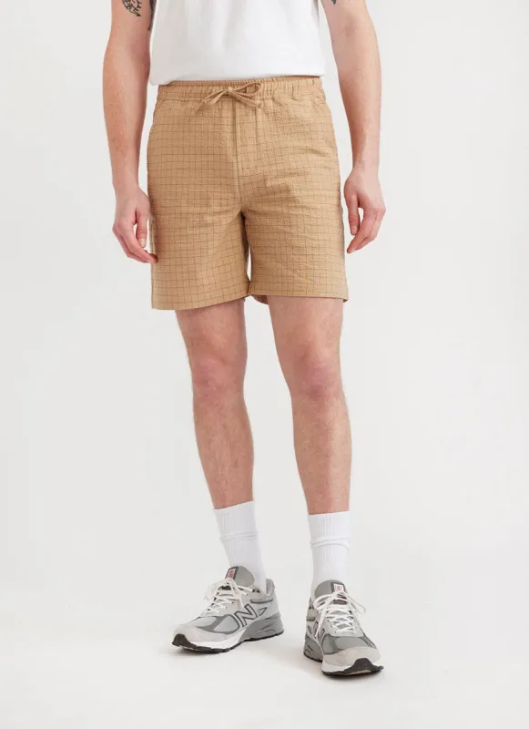 Windowpane Shorts | Seersucker | Tan sold by Percival