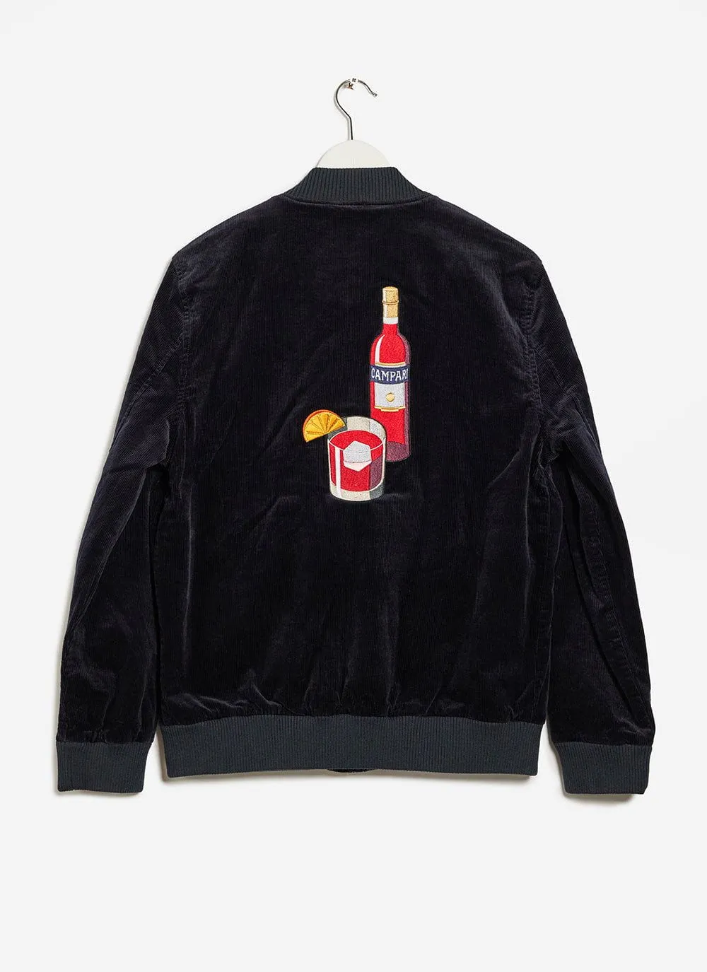 Negroni Embroidered Bomber Jacket | Corduroy | Navy sold by Percival