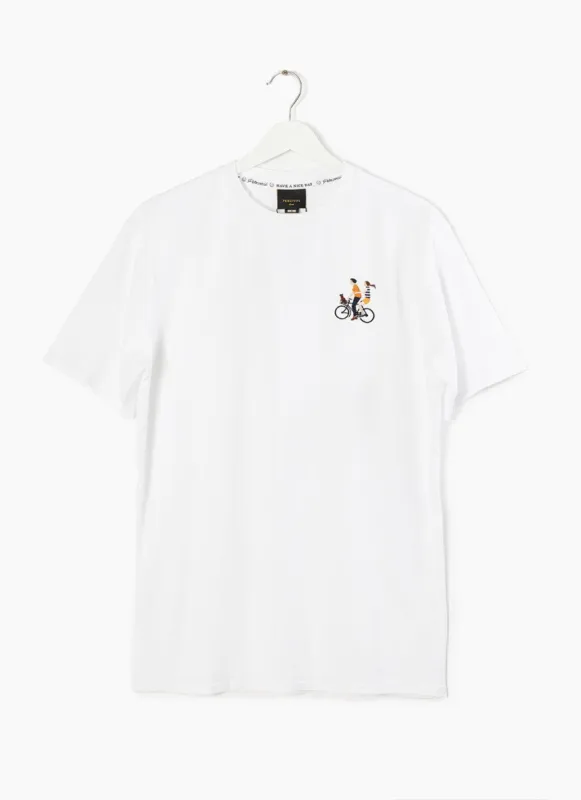 Bicycle Backie T Shirt | Embroidered Organic Cotton | White sold by Percival