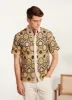 Crochet Short Sleeve Shirt | Tan and Black sold by Percival