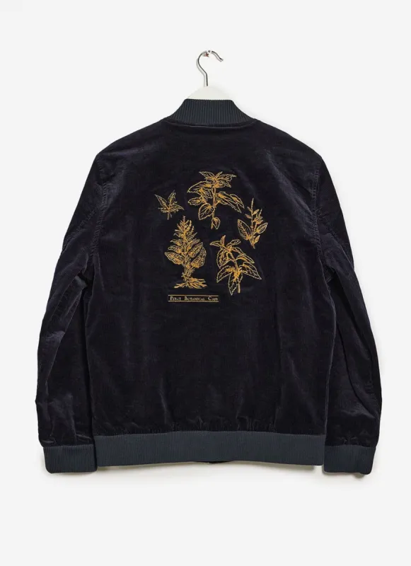 Botanical Embroidered Bomber Jacket | Corduroy | Navy sold by Percival