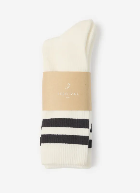 Sport Socks 2 Pack | Classic Stripe | White sold by Percival