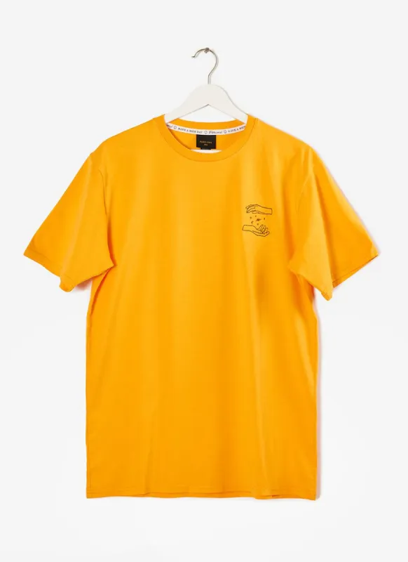 Mystic Hands T Shirt | Embroidered Organic Cotton | Orange sold by Percival