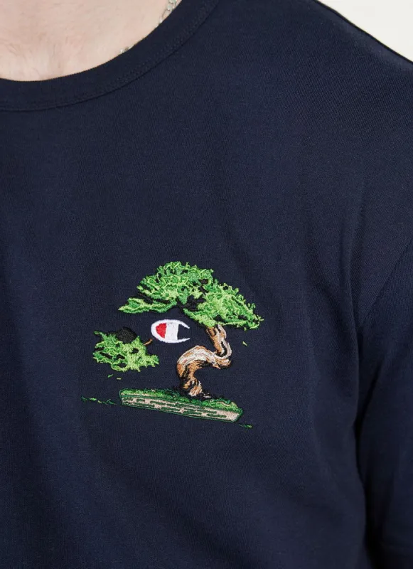 Bonsai T Shirt | Champion and Percival | Navy sold by Percival