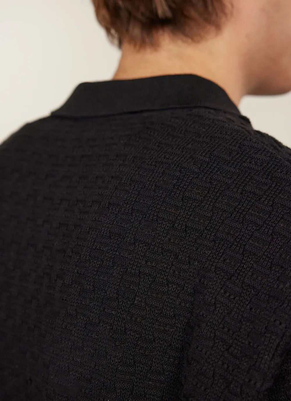 Blackjack Negroni Knitted Polo | Organic Cotton | Black sold by Percival product image thumbnail 3
