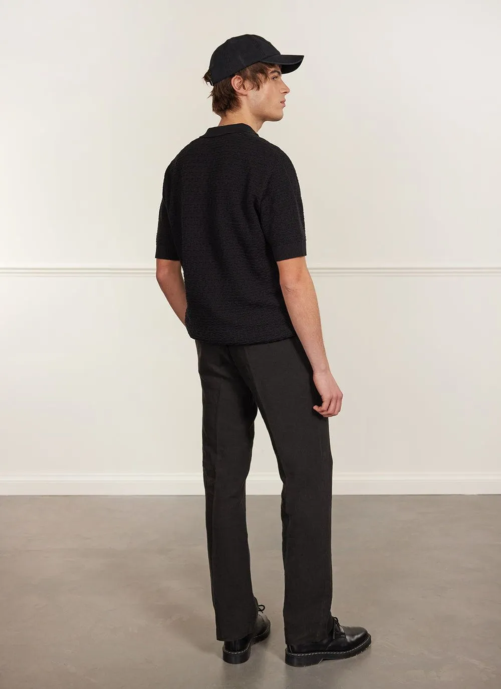 Blackjack Negroni Knitted Polo | Organic Cotton | Black sold by Percival product image thumbnail 4