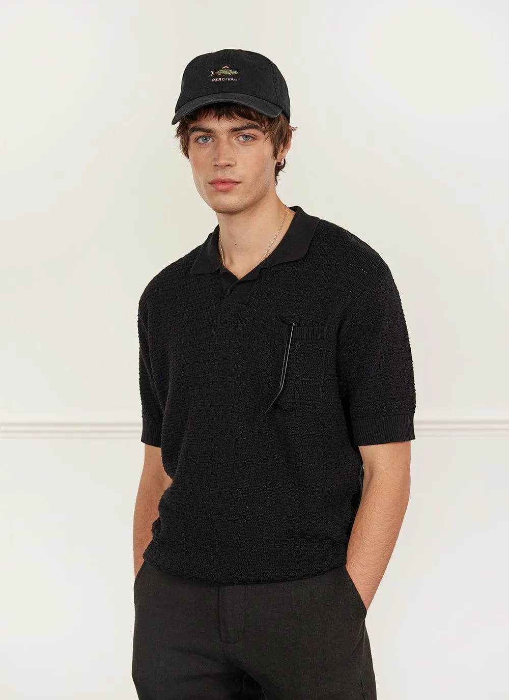 Blackjack Negroni Knitted Polo | Organic Cotton | Black sold by Percival product image thumbnail 2
