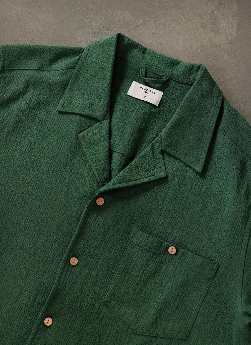 Cuban Shirt | Seersucker | Forest sold by Percival