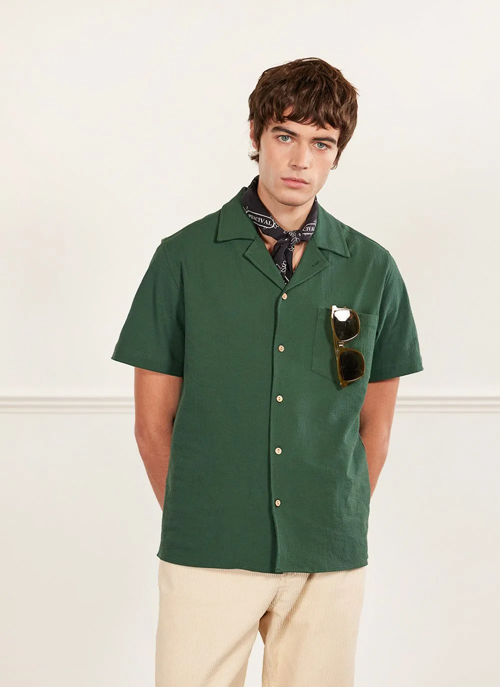 Cuban Shirt | Seersucker | Forest sold by Percival product image thumbnail 2