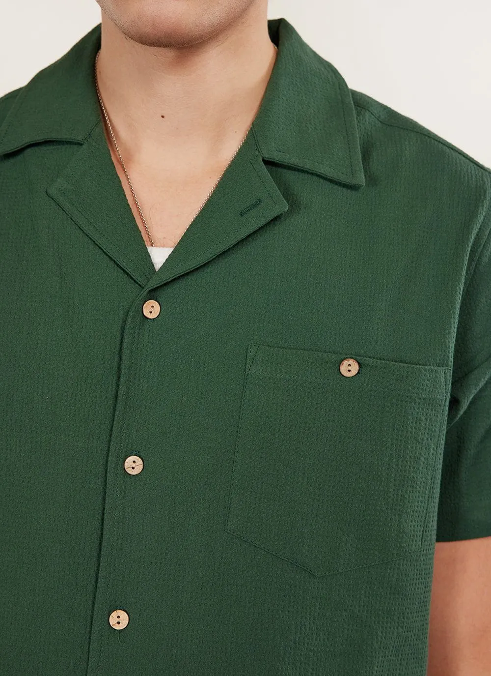 Cuban Shirt | Seersucker | Forest sold by Percival product image thumbnail 3