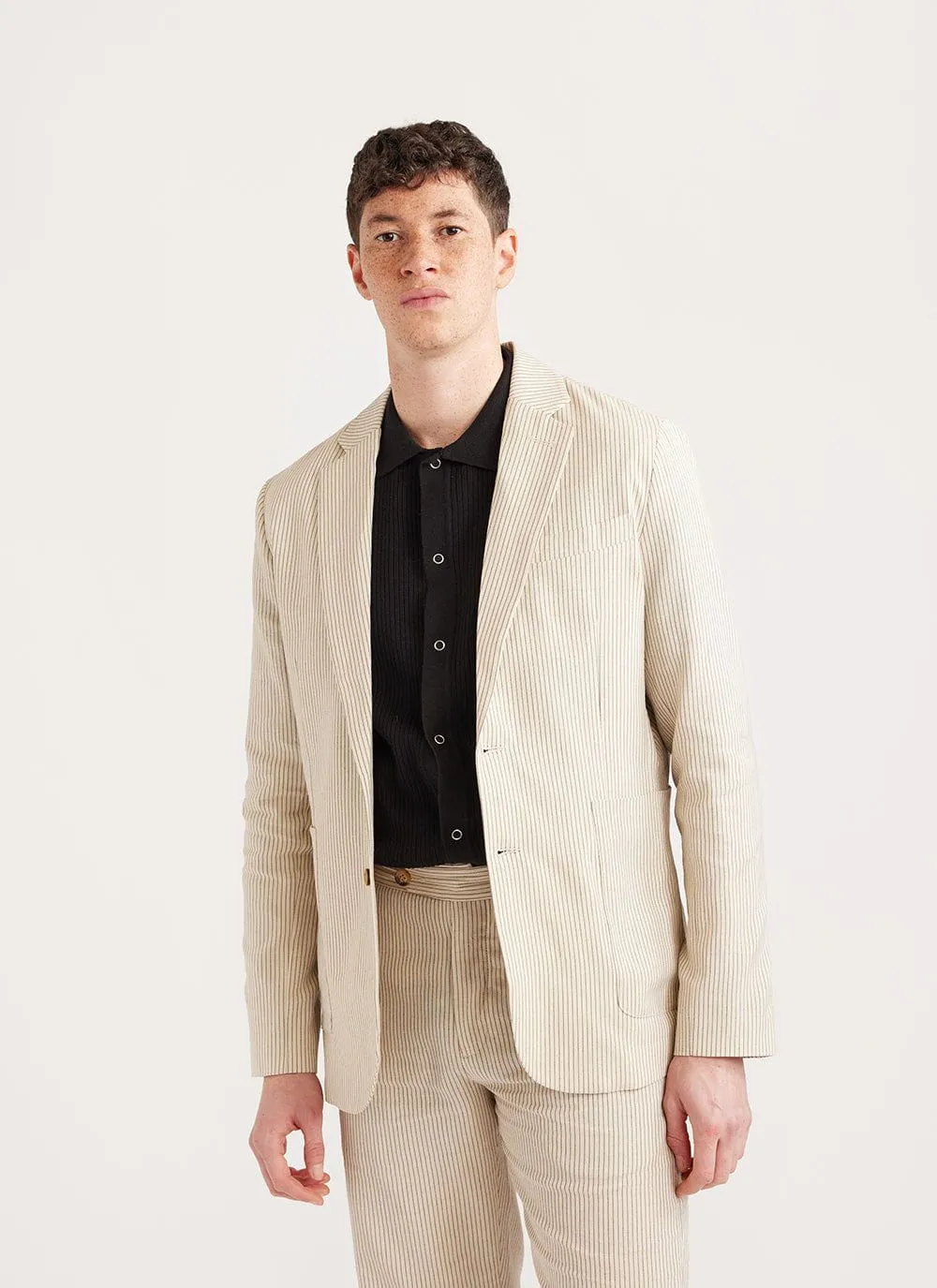 Stripe Tailored Blazer | Natural Stripe sold by Percival product image thumbnail 4