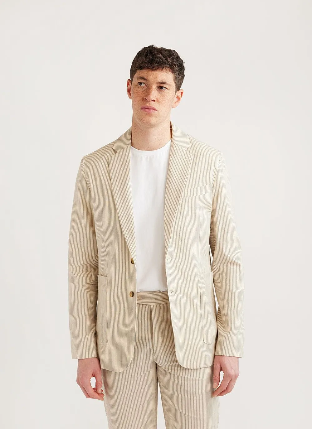 Stripe Tailored Blazer | Natural Stripe sold by Percival