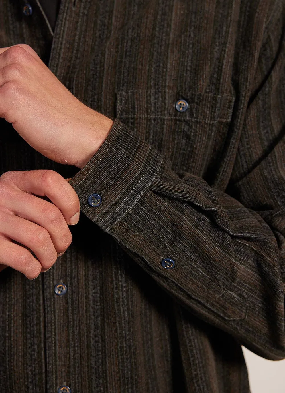 Stripe Pearce Oversized Shirt | Corduroy | Forest sold by Percival product image thumbnail 5