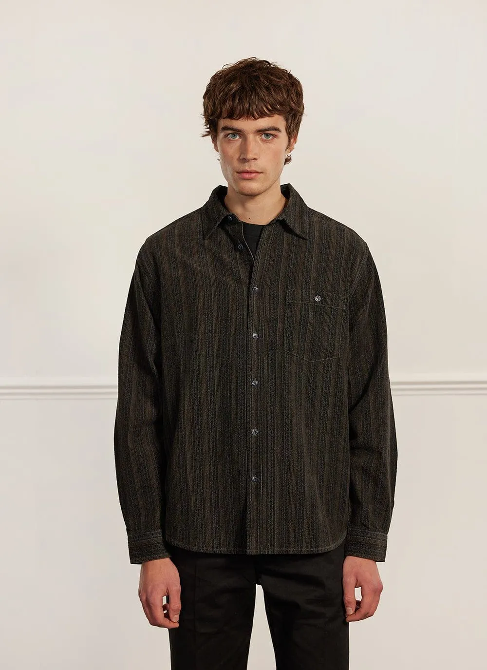 Stripe Pearce Oversized Shirt | Corduroy | Forest sold by Percival product image thumbnail 2