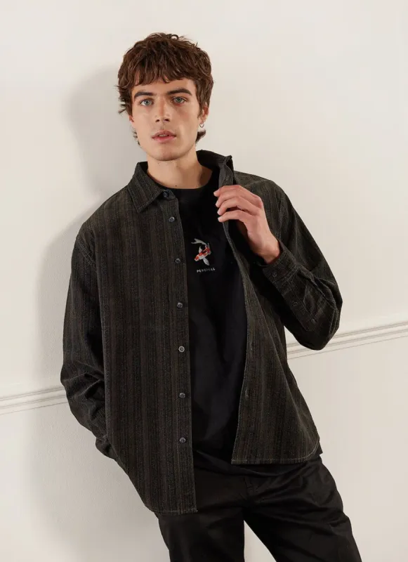Stripe Pearce Oversized Shirt | Corduroy | Forest sold by Percival