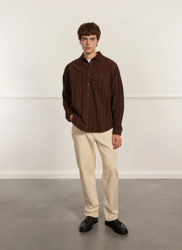 Stripe Pearce Oversized Shirt | Corduroy | Tan sold by Percival