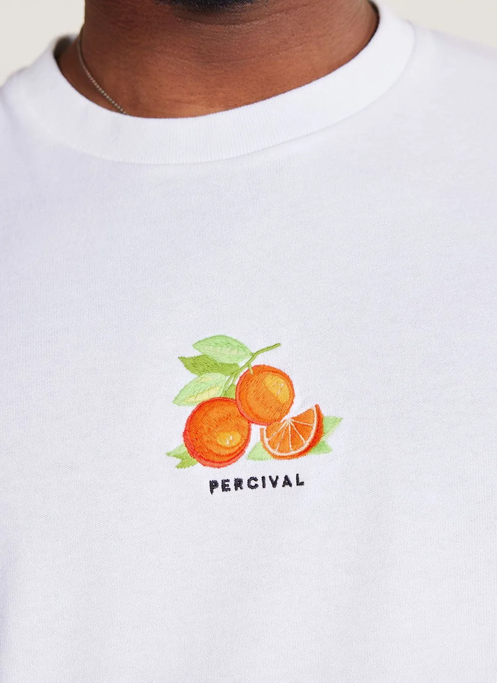 Citrus Oversized T Shirt | Embroidered Organic Cotton | White sold by Percival