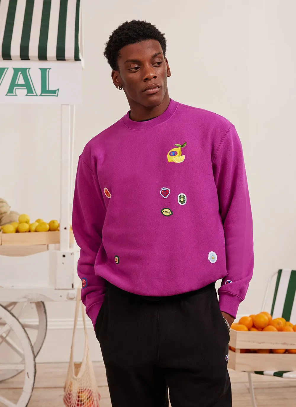 Perci-Post Stamps Sweatshirt | Champion and Percival | Magenta sold by Percival product image thumbnail 3