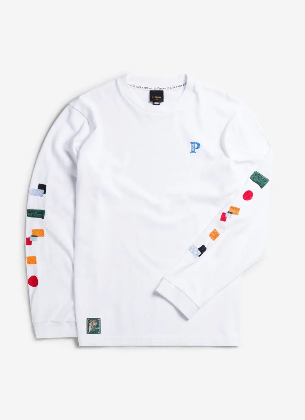 Patch Long Sleeve T Shirt | Embroidered Organic Cotton | White sold by Percival product image thumbnail 5