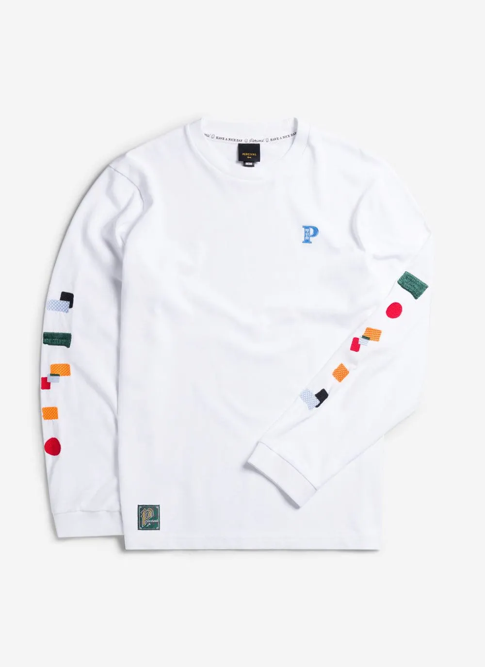 Patch Long Sleeve T Shirt | Embroidered Organic Cotton | White sold by Percival product image thumbnail 4