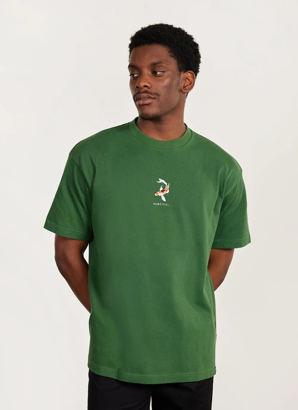 Koi Carp Oversized T Shirt | Embroidered Organic Cotton | Forest sold by Percival product image thumbnail 2