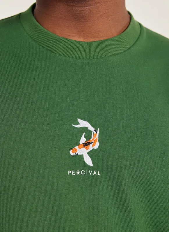 Koi Carp Oversized T Shirt | Embroidered Organic Cotton | Forest sold by Percival
