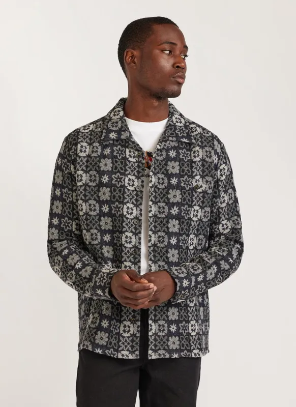 Ashdown Wildflower Shirt | Wool | Black Multi made by Percival