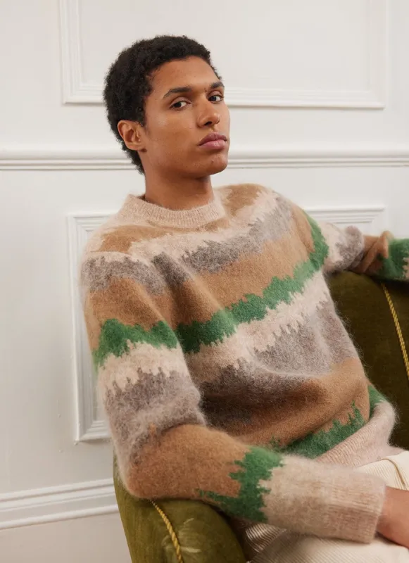 Showa Stripe Crew Neck | Mohair | Multi made by Percival