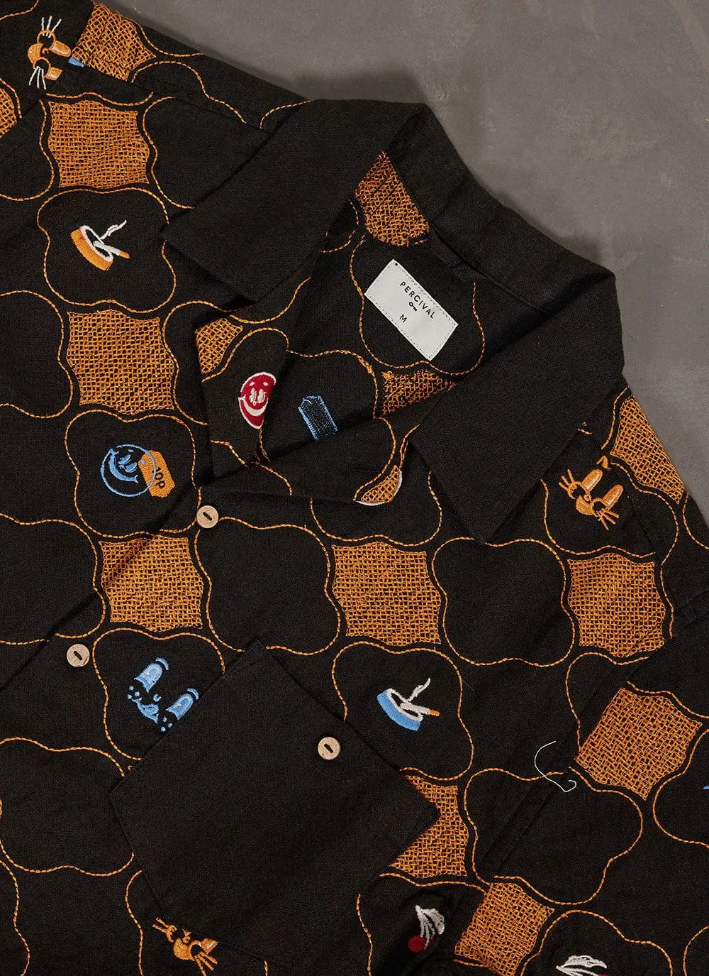 Tuck Shop Tapestry Cuban Shirt | Linen | Black sold by Percival product image thumbnail 2