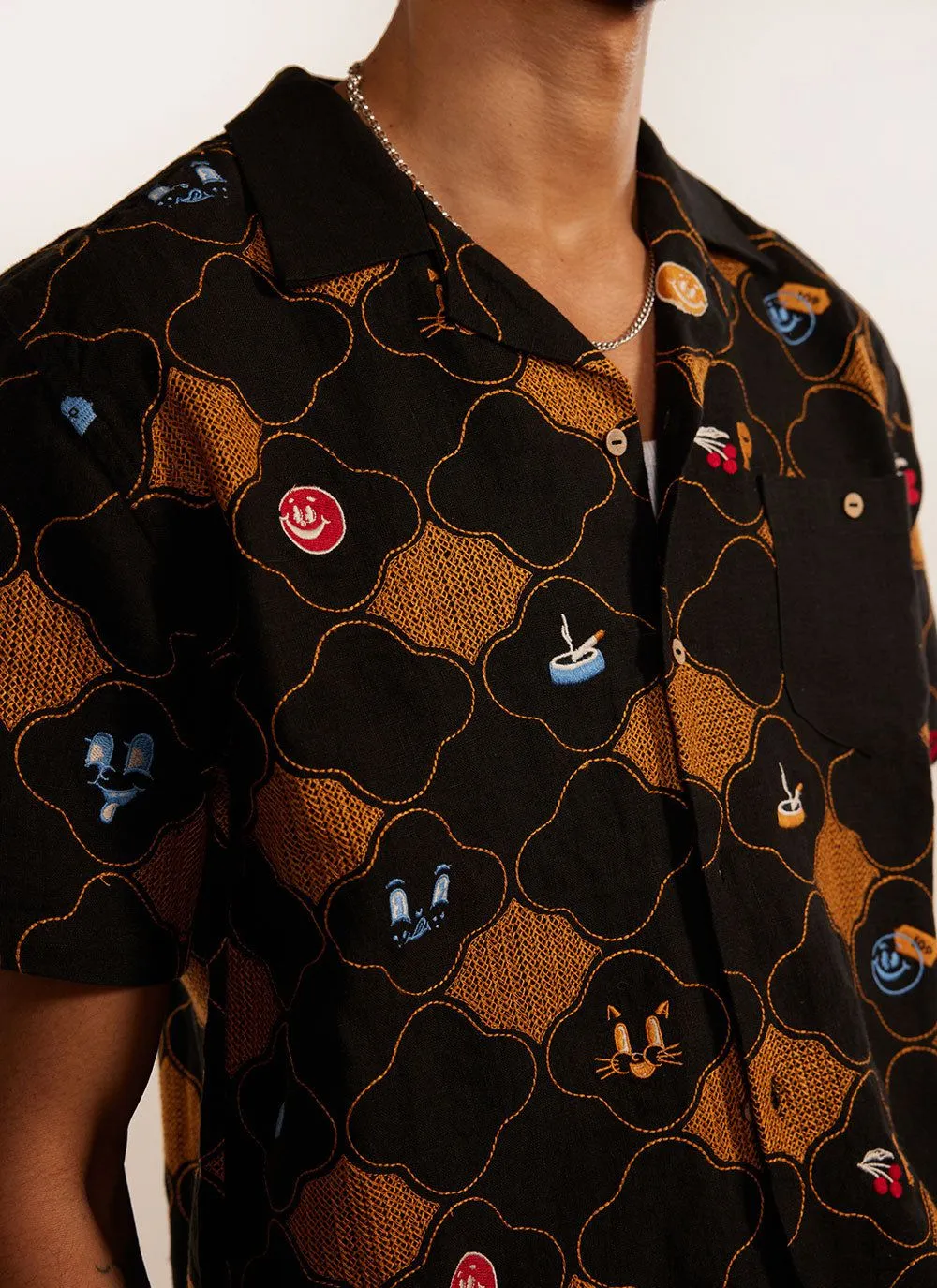 Tuck Shop Tapestry Cuban Shirt | Linen | Black sold by Percival product image thumbnail 5