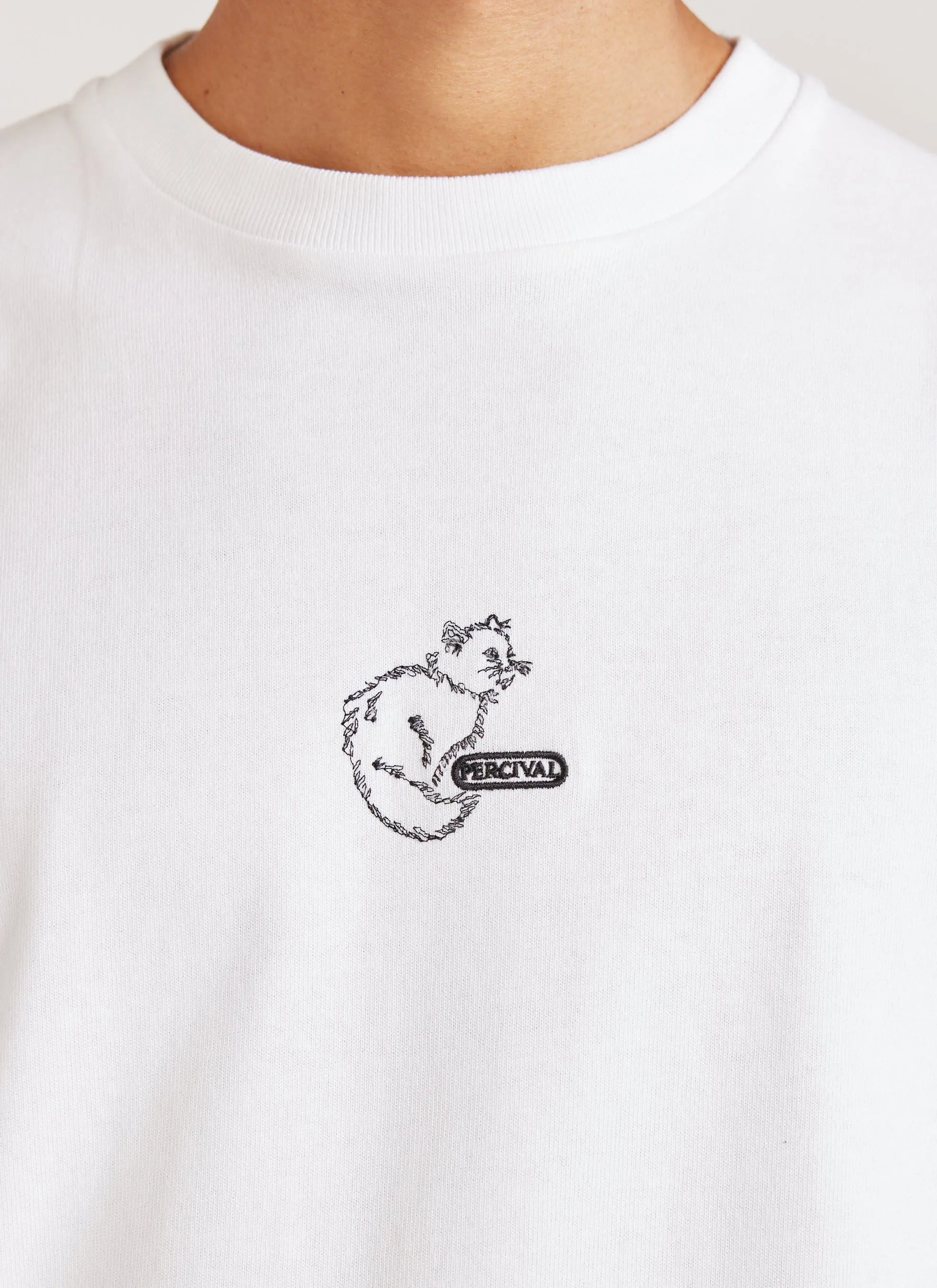Cotter Cat Oversized T Shirt | Embroidered Organic Cotton | White sold by Percival product image thumbnail 4