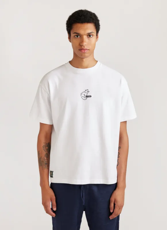 Cotter Cat Oversized T Shirt | Embroidered Organic Cotton | White sold by Percival