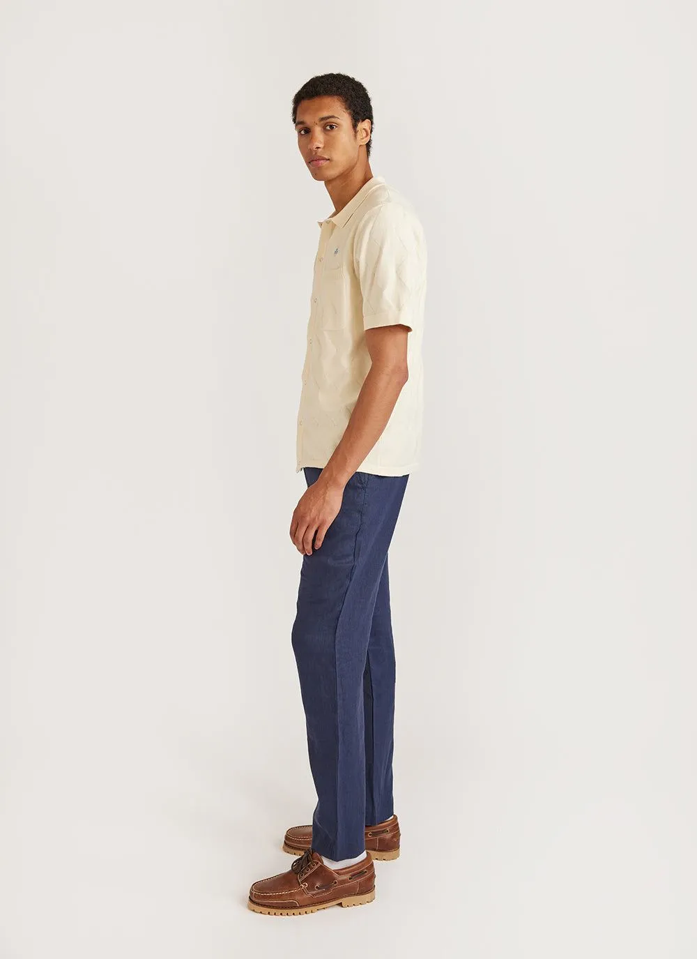 Intarsia Diamond Shirt | Knitted Cotton | Ecru sold by Percival product image thumbnail 2