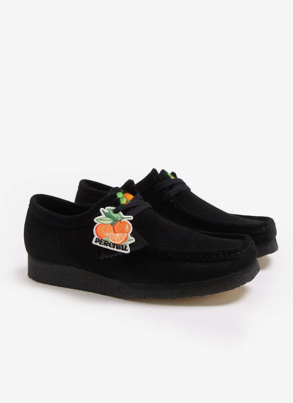Embroidered Wallabee | Clarks Originals x Percival | Black Suede sold by Percival