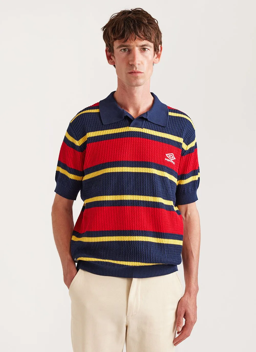 Training Polo | Umbro x Percival | Navy Multi Stripe sold by Percival