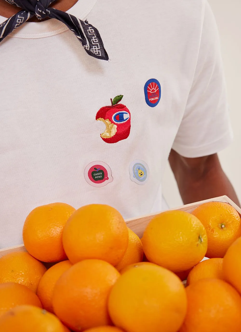 Perci-Post Stamps T Shirt | Champion and Percival | Ecru sold by Percival