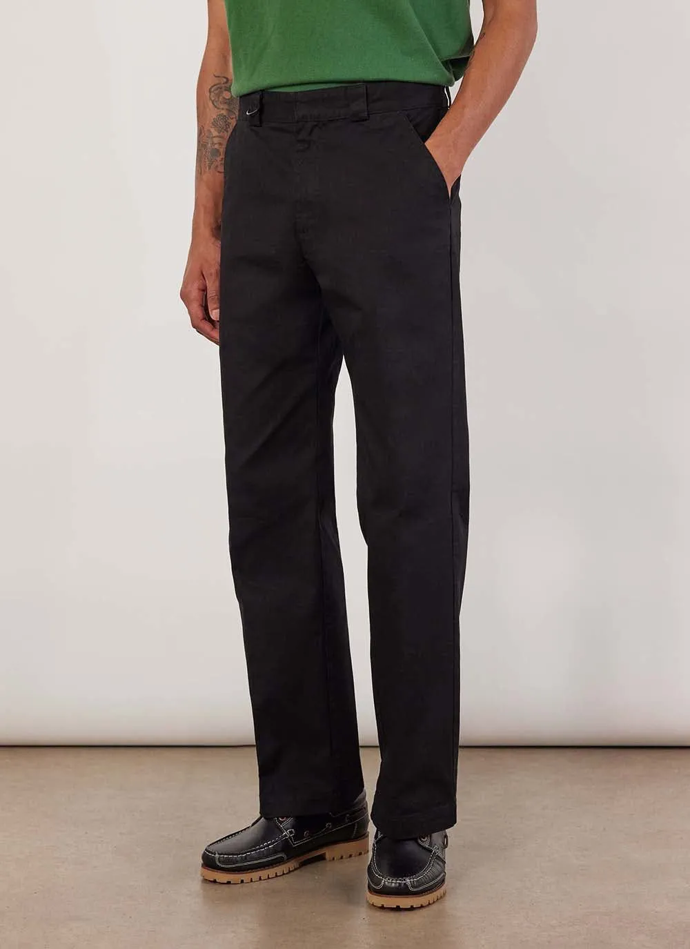 Stay Press Trousers | Cotton Twill Canvas | Black sold by Percival