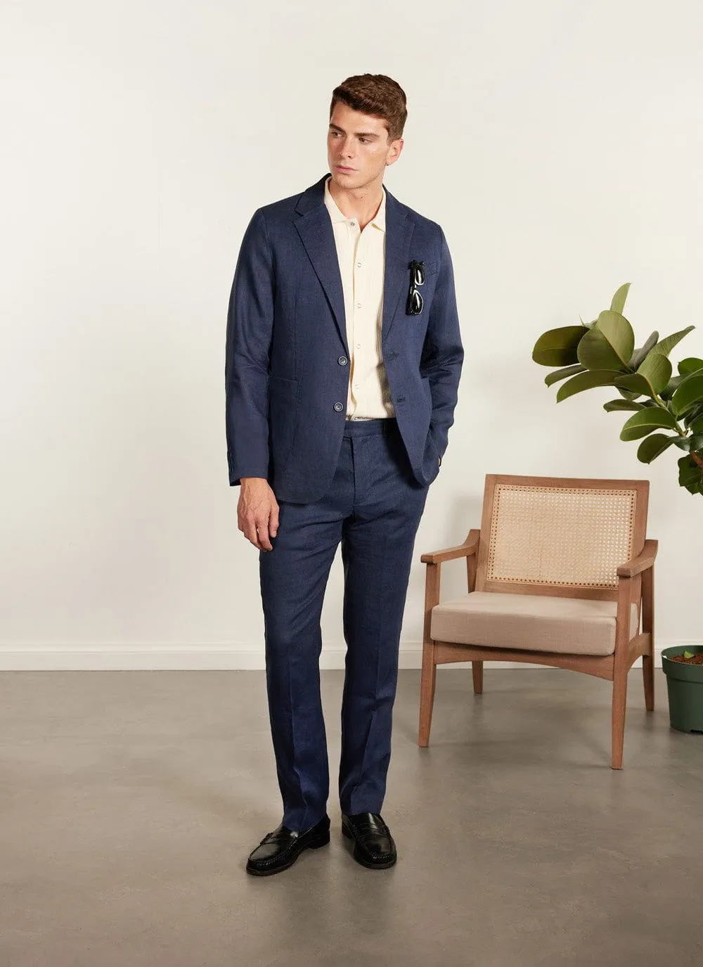 Tailored Linen Blazer | Royal Blue sold by Percival