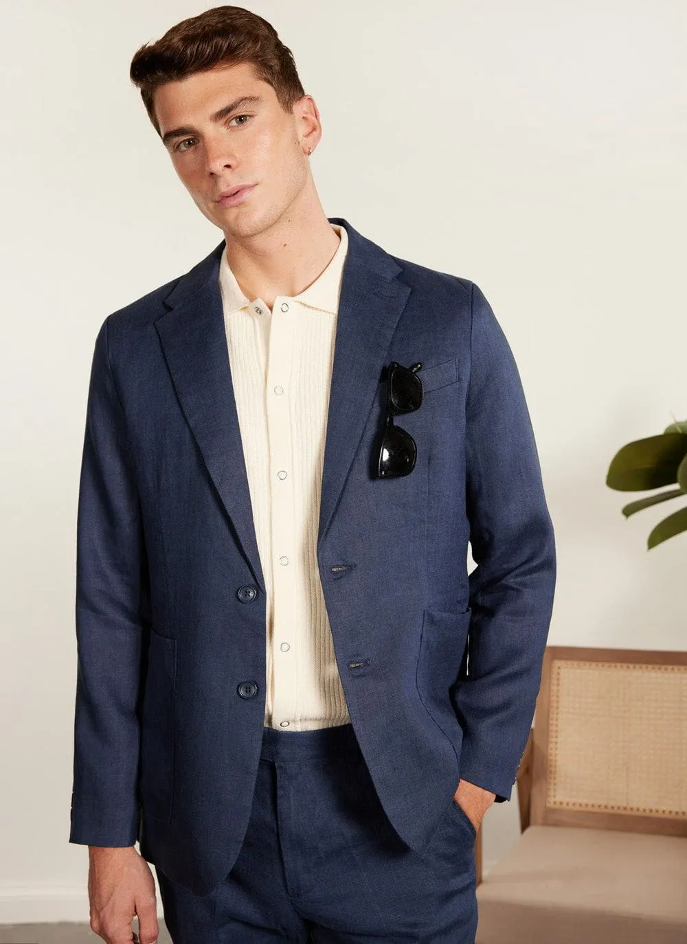 Tailored Linen Blazer | Royal Blue sold by Percival product image thumbnail 2