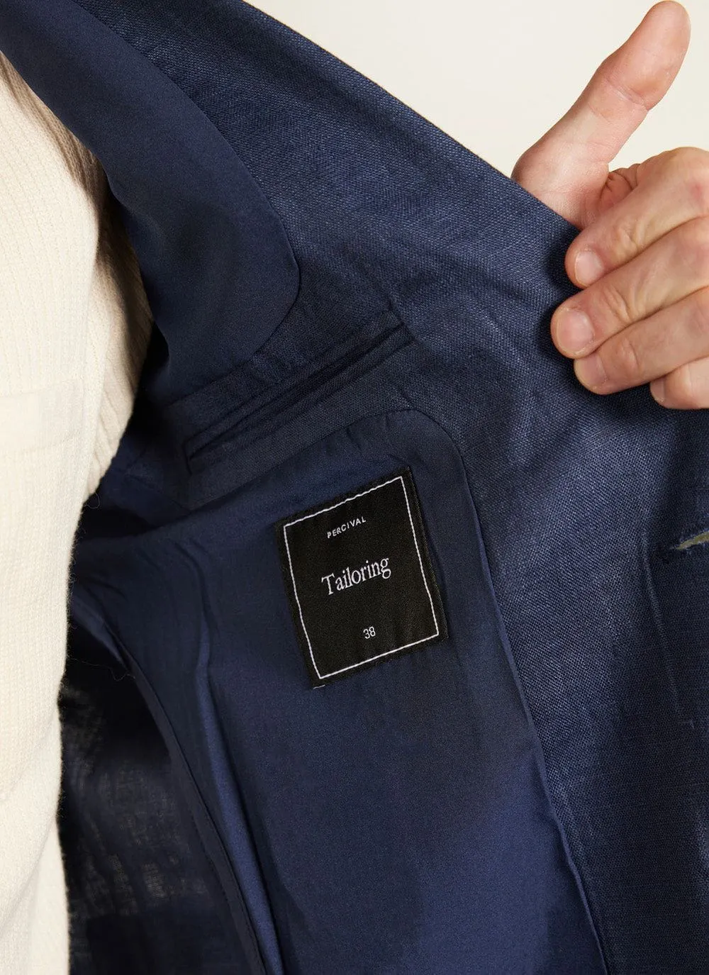 Tailored Linen Blazer | Royal Blue sold by Percival product image thumbnail 4