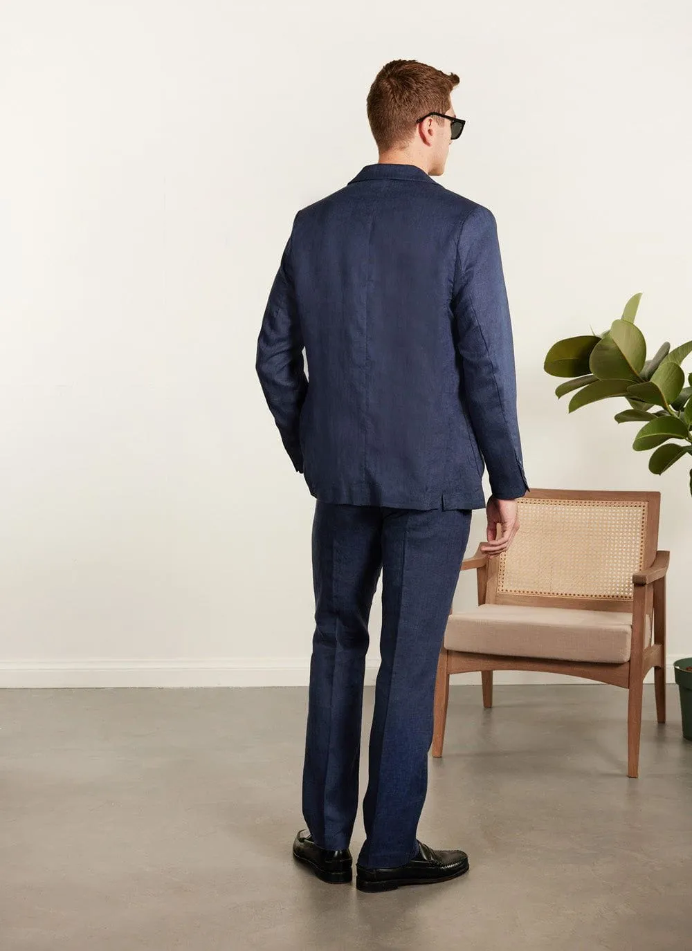 Tailored Linen Blazer | Royal Blue sold by Percival product image thumbnail 3
