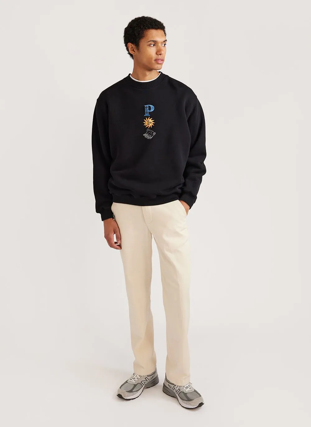 Drop Cap Sweatshirt | Embroidered Organic Cotton | Black sold by Percival product image thumbnail 5