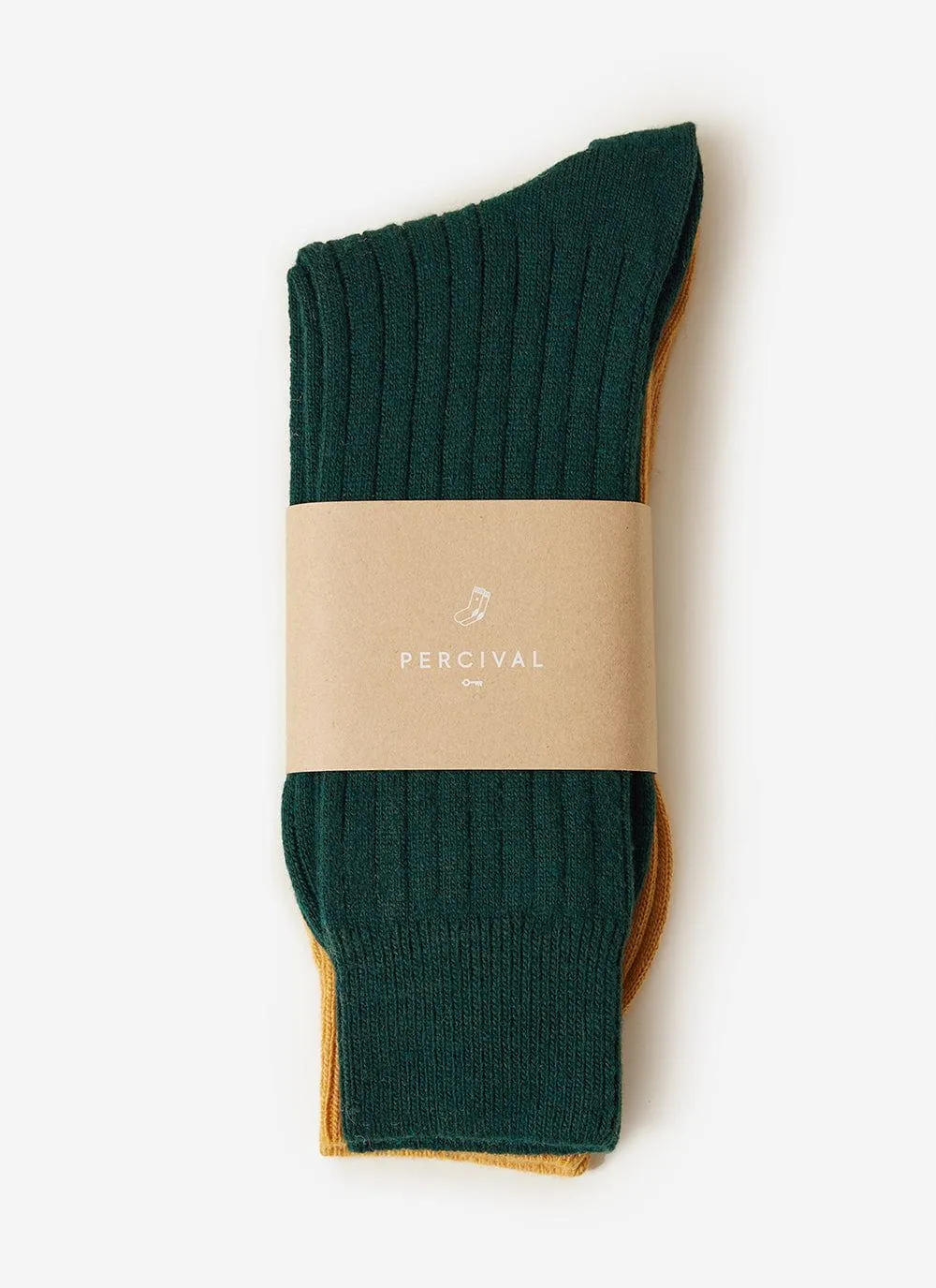 Socks 2 Pack | Cashmere | Mustard & Green sold by Percival product image thumbnail 2