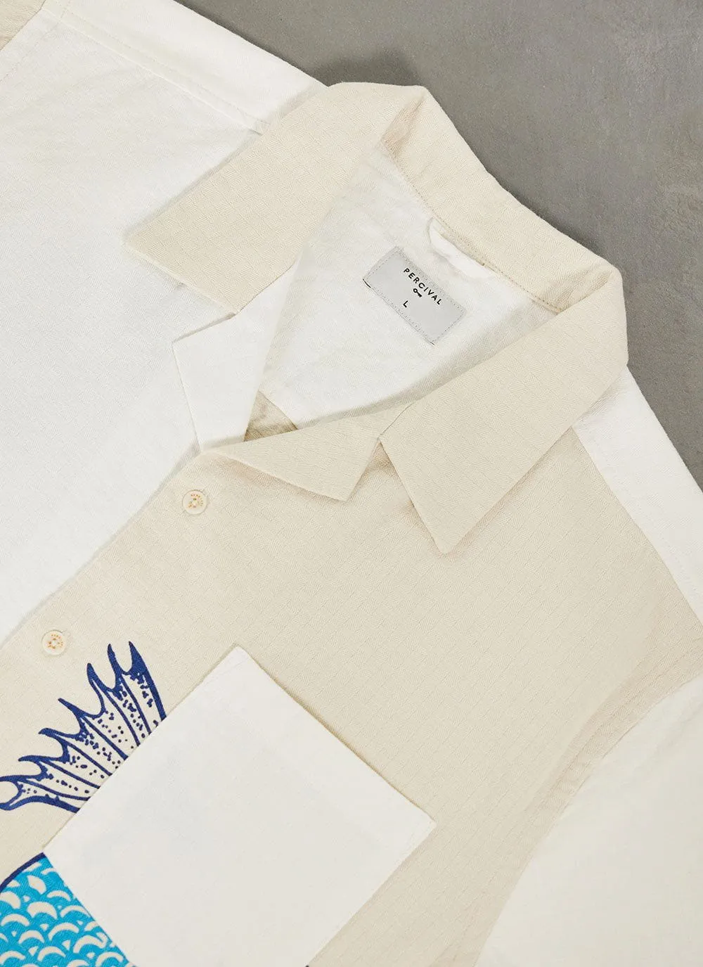 Depths of Mythos Tapestry Cuban Shirt | Cotton | Ecru sold by Percival product image thumbnail 4