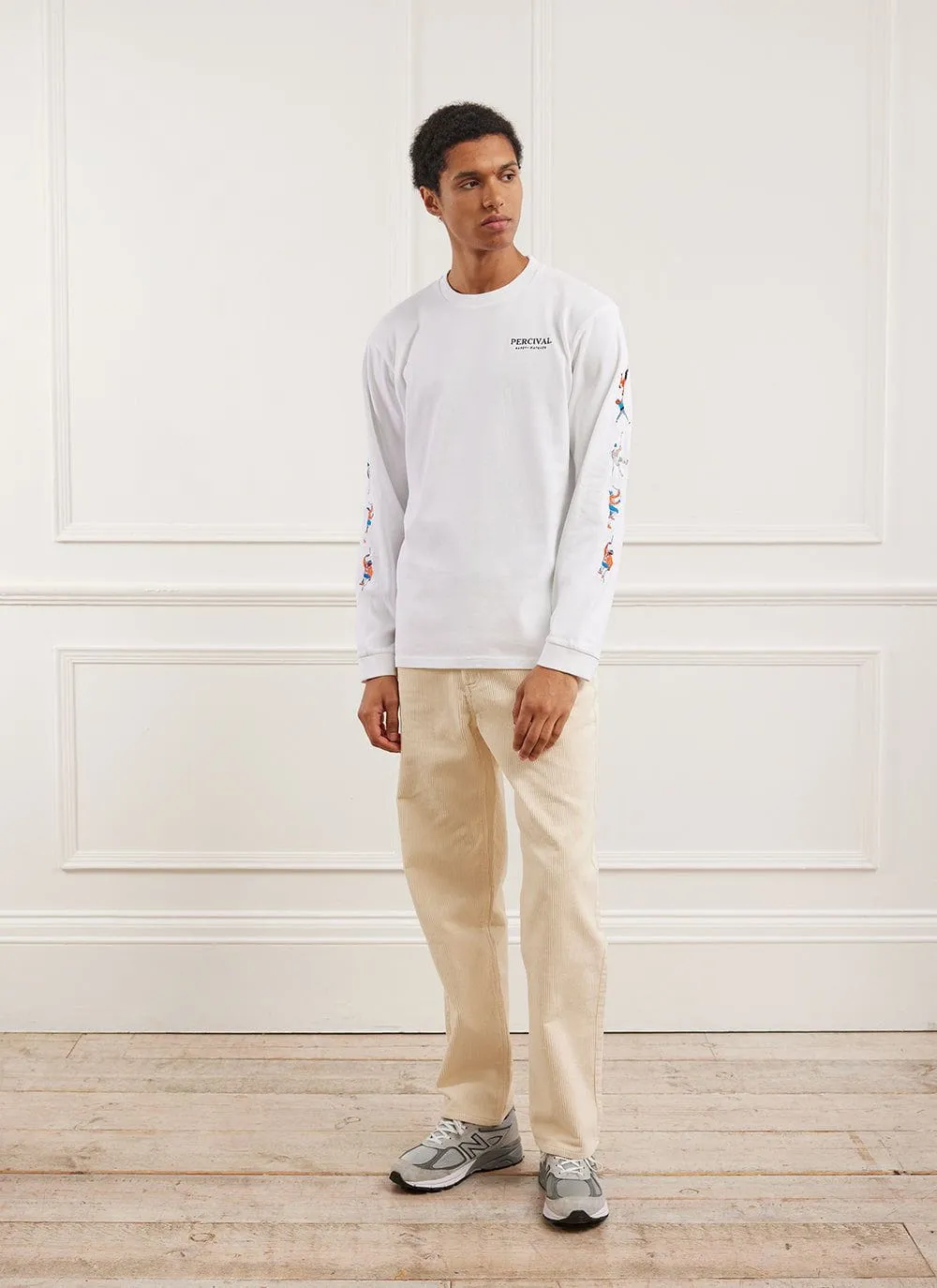 Climbers Long Sleeve T Shirt | Embroidered Organic Cotton | White sold by Percival product image thumbnail 3