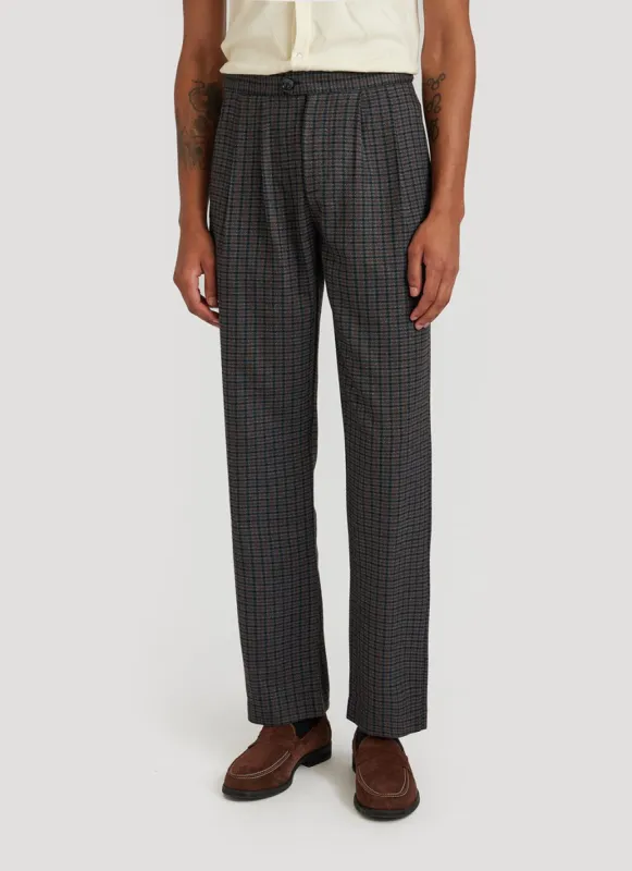 Mini Check Pleated Tailored Trousers | Grey sold by Percival