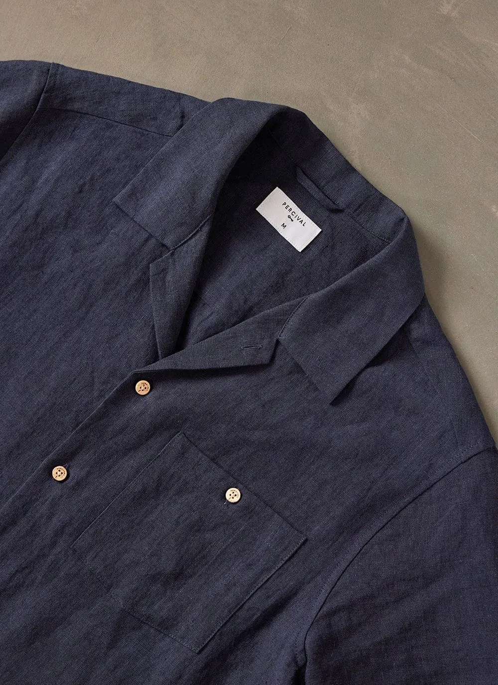 Short Sleeve Cuban Shirt | Linen | Navy sold by Percival product image thumbnail 2