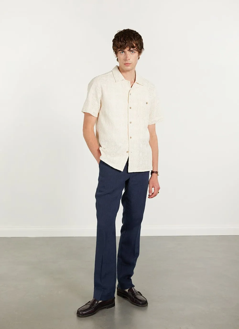 Crochet Poplin Shirt | Ecru sold by Percival product image thumbnail 5